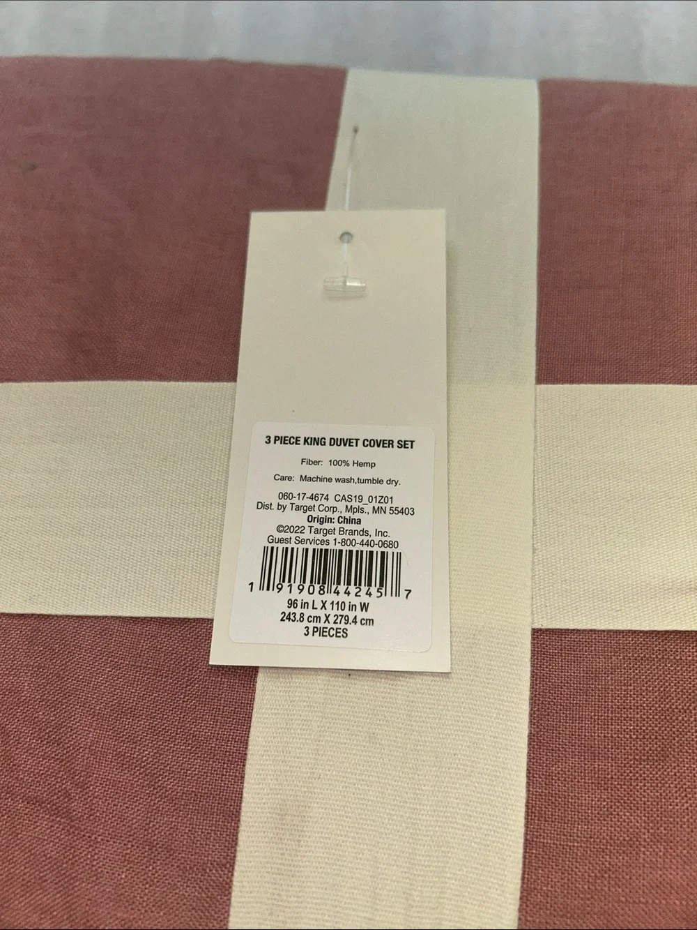 Casaluna King 100% Hemp Duvet Cover Set, Rose